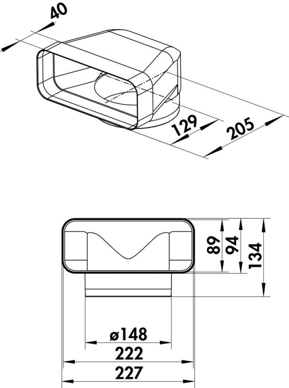 Compair Flow F-UR 150 – Omkeerstuk 90° voor Luchtafvoer Ø150 mm - Afbeelding 2